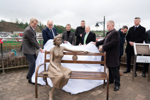 HSH Prince Albert II of Monaco unveils the sculpture of His mother Princess Grace in Newport, county Mayo in March 2023. The statue of Grainne Uaile (the pirate Queen) will be unveiled in 2024 by Newport Business Association.