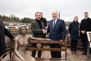His Serene Highness Prince Albert II of Monaco  with Mayo sculptor Mark Rode 