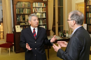 Mr. Philippe Blanchi, Library Trustee, with Professor Roger Stalley